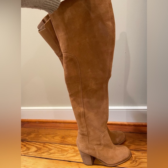 Kelsi Dagger Knee High Chestnut Block Heel Boots - Picture 2 of 6